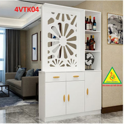 Vách ngăn phòng khách, vách ngăn tủ kệ bằng gỗ 4VTK04 - Nội thất lắp ráp Viendong adv