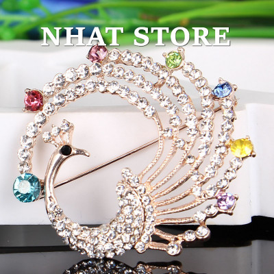 Ghim cài áo cho nam nữ, cài áo sơ mi nữ hình chim công