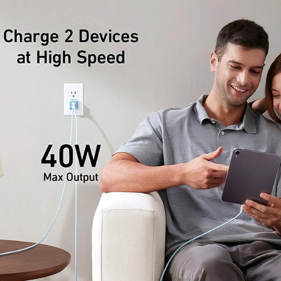 Adapter Sạc 2 Cổng ANKER 521 Nano Pro 40W Type-C Tích Hợp PIQ 3.0 A2038 - Hàng Chính Hãng