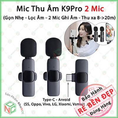 (Chuyên Nghiệp) 02 Micro Thu Âm Gắn Cổ Áo KhoNCC Hàng Chính Hãng Giúp Âm Thanh Sắc Nét - Lọc Nhiễu - Phục Vụ Bán Hàng - Đào Tạo LiveStream - Hát Karaoke Trực Tuyến - KLM-2MicK9Pro 