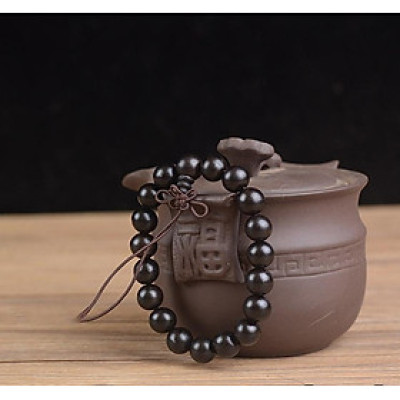 Set Vòng đeo tay Chuỗi Hạt Gỗ Mun Sừng, Kèm hộp đựng Gỗ lót lụa vàng.