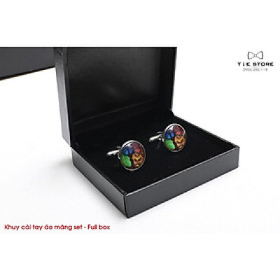 Khuy Cài tay áo Măng Set cao cấp hình tranh vẽ - cufflinks , tặng kèm hộp nhỏ