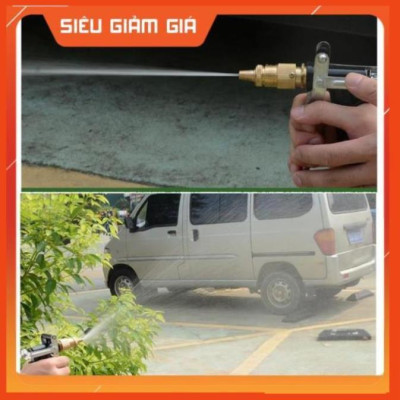 Bộ dây vòi xịt nước rửa xe, tưới cây . tăng áp 3 lần, loại 3m, 5m 206236Sđầu đồng, cút đồng, d.vàng
