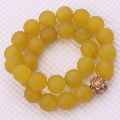 [Mệnh Kim, Thổ] Vòng Chuỗi Niệm Phật Đá Thạch Anh Vàng Mờ 14 Ly 27 Hạt Charm Hoa Sen Inox, Vòng Chuỗi Phật Giáo, Chuỗi Niệm Phật Hạt To - Phong Thủy 868