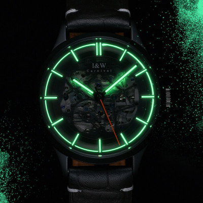 Đồng Hồ Nam I&W Carnival 588G1 Chính Hãng Full Box Chống Nước Kính Chống Xước Dây Da Cao Cấp BH 60T (Máy Cơ Tự Động)