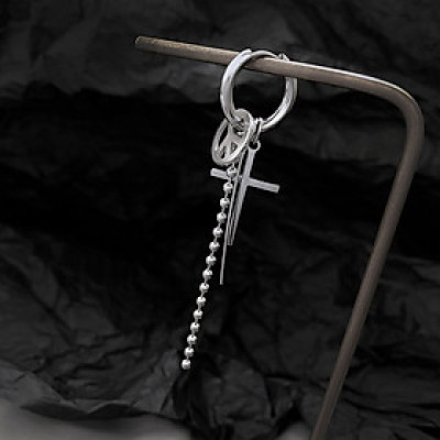 Bông tai xích họa tiết hình học chuẩn nam thần bao ngầu bao cool