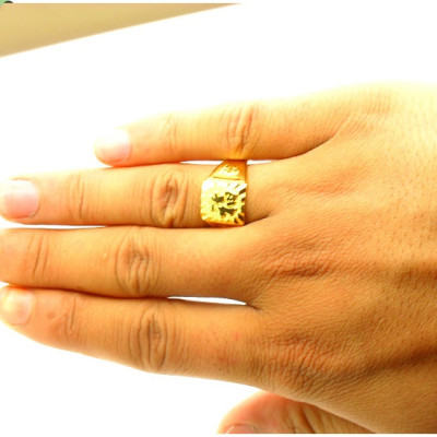 Combo Nhẫn nam Phong Thủy kèm Hộp đựng lót Nỉ, Khắc Chữ CÁT TƯỜNG, Chữ PHÁT, Chữ LỘC, Hợp Kim không rỉ, mạ vàng 18K, Size Nhẫn 18, Phù Hợp Nam Từ 55 – 80kg