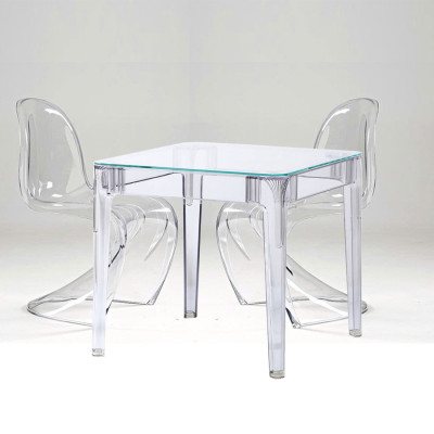 Bàn ăn mặt kính nhỏ gọn TE1540-08G Nội thất Capta Mặt kính cường lực trong suốt khung nhựa PC cao cấp hiện đại nhập khẩu hcm