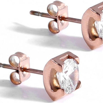 Bông tai Titan đính đá BT243 - Màu Đồng (2 chiếc)