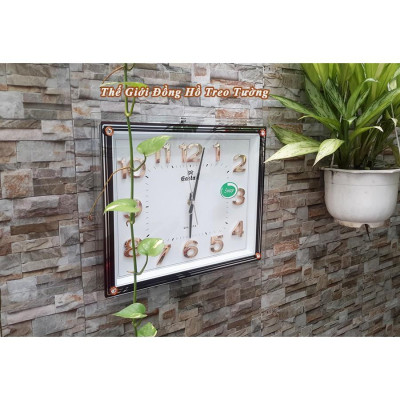 Đồng hồ Treo tường EASTAR KIM TRÔI Chữ Nhật Mặt Trắng – Mặt Kính 3D – Bộ Số Nổi Ánh Kim Bạc – Tặng Pin Maxell