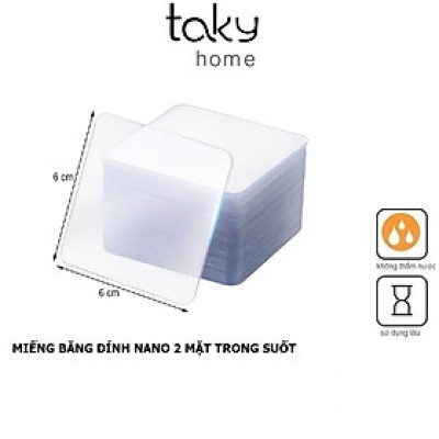 03 Miếng Dán 3M Siêu Dính, Băng Keo 2 Mặt Dán Tường Tiện Lợi, Trong Suốt, Đa Năng 6x6cm, Dễ Dàng Sử Dụng Trong Gia Đình - TakyHome 6000set3