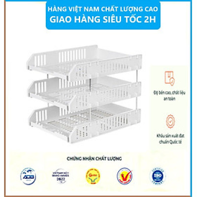 Khay Đựng Tài Liệu 3 Tầng 5683, Kệ Đựng Tài Liệu Văn Phòng Cao Cấp, Khay A4 nhiều ngăn tiện dụng - Hàng Việt Nam