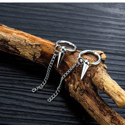 Bông tai xích lỗ tròn mạnh mẽ thời thượng 1 đôi unisex