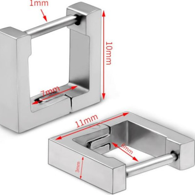 Bông Tai Nam Khoen Hình Vuông Titan Không Đen TT 2426 - 1 Cặp