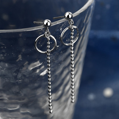 Bông tai vòng tròn xích hạt 1 đôi unisex cool ngầu hết nấc