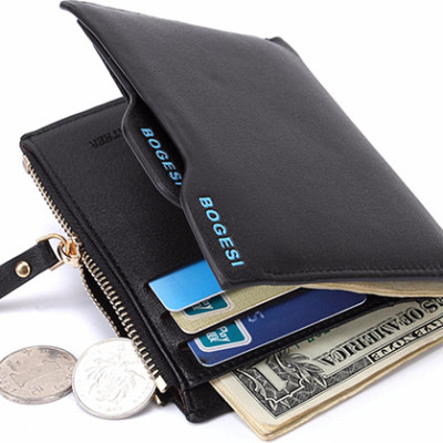 Bóp da nam BOGESI loại đứng BD153 - Màu đen