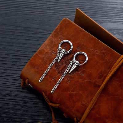 Bông tai xích lỗ tròn mạnh mẽ thời thượng 1 đôi unisex