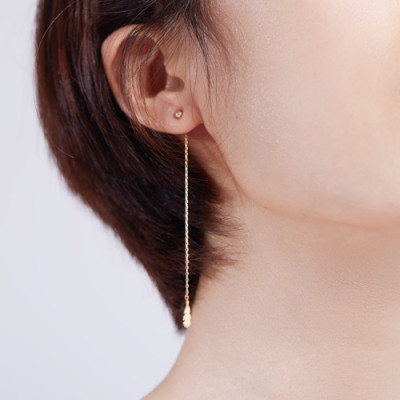 Bông tai bạc dài đính lông vũ cá tính Gix Jewel BT11