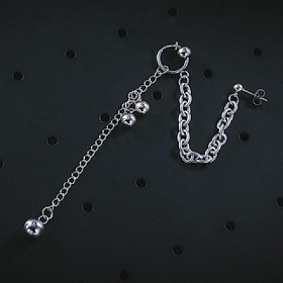 Khuyên tai unisex hai chỗ đeo xích bi năng động