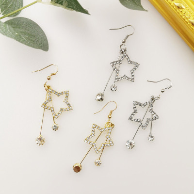 Bông tai ngồi sao đính đá dáng dài điệu đà