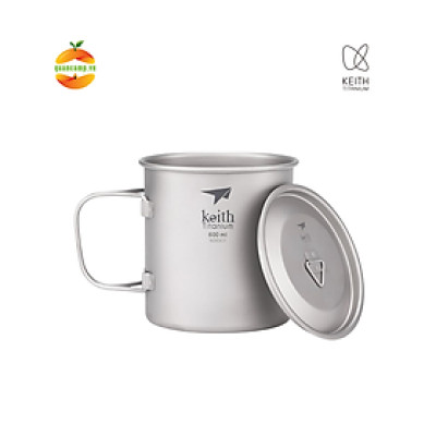 Cốc Titanium Keith Ti3207 có tay cầm và nắp đậy - 600ml