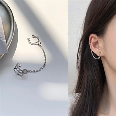 Bông tai hoa tai trang sức mỏng kẹp chữ C hai đầu tinh tế