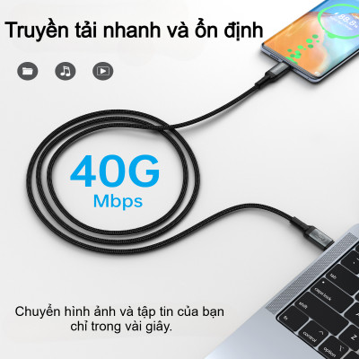 Cáp sạc nhanh Type C to Type C 240w Choetech XCC-1040 hỗ trợ truyền tải dữ liệu 8K@60Hz - Hàng chính hãng