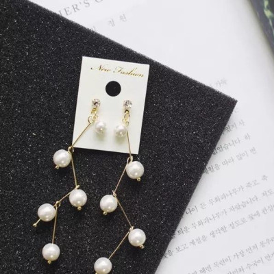 Bông tai nữ ngọc trai ziczac 