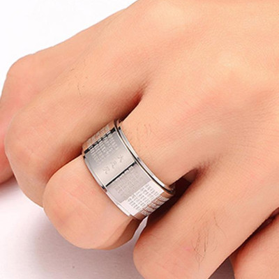 Nhẫn xoay thần chú bát nhã tâm kinh chữ ĐẠI TỪ BI N322 ( loại tốt màu bạc)