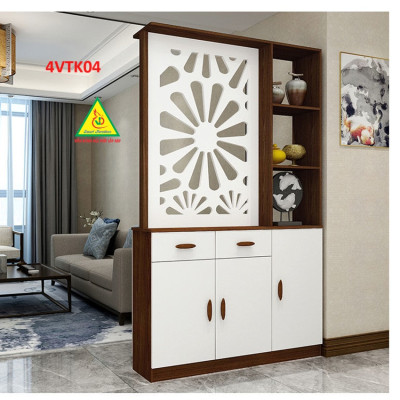 Vách ngăn phòng khách, vách ngăn tủ kệ bằng gỗ 4VTK04 - Nội thất lắp ráp Viendong adv