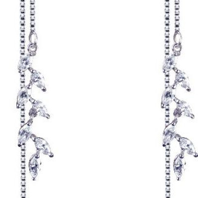 Bông tai lá dài phối ngọc trai dáng mảnh