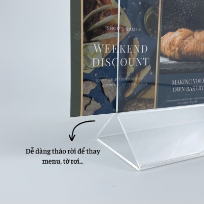 Kệ mica 2 mặt Enter E01 210x300mm chân tam giác A4 đứng