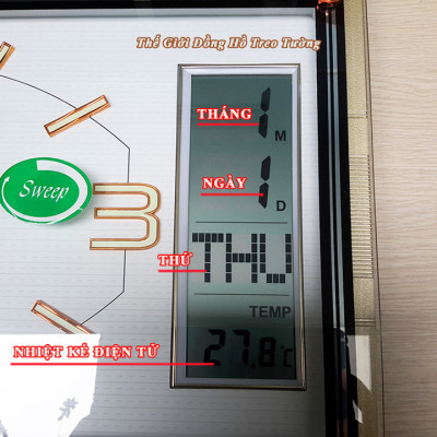 Đồng hồ Cao Cấp EASTAR KIM TRÔI Kim Điện Tử DẠ QUANG, LỊCH và NHIỆT KẾ Điện Tử - Mặt Chữ Nhật Tràn Viền - Tặng Pin Maxell - Bảo Hành 1 Năm - Decor Trang Trí Nhà