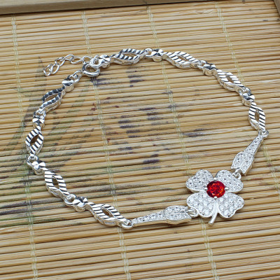 Lắc Tay Nữ Cỏ 4 Lá May Mắn Bạc Hiểu Minh LTU329F