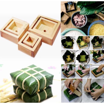 Khuôn Bánh Chưng Thông Minh Bằng Gỗ Lọai 2 Khuôn Thành Cao 6cm Tạo Bánh Hình Vuông Có Kích Thước 14x14Cm, Khuôn Làm Bánh Chưng Trong Dịp Tết Nguyên Đán