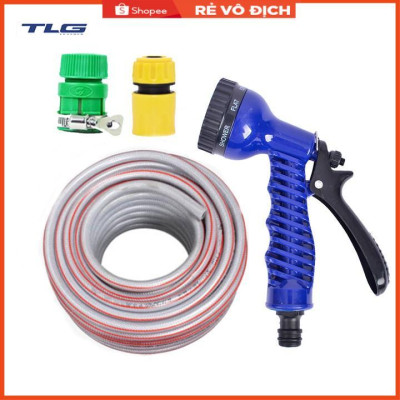 Bộ dây vòi xịt tưới cây, rửa xe 7-10M (cút nhựa nối nhựa xanh) 206843