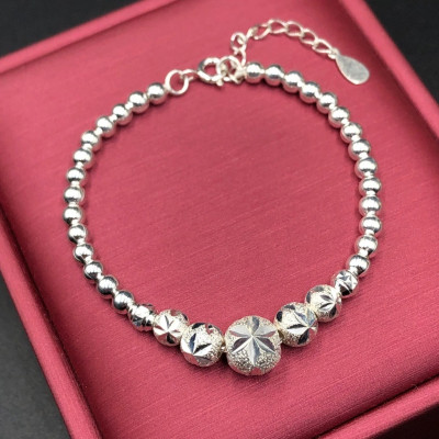 Vòng , Lắc Tay Chân Cho Bé Bạc Ta Kiểu Bi Phay Tinh Tế BẠC HIỂU MINH LTE533