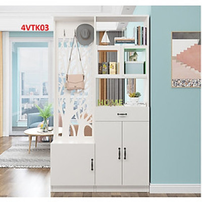 Vách ngăn phòng khách, vách ngăn tủ kệ bằng gỗ 4VTK03 - Nội thất lắp ráp Viendong adv