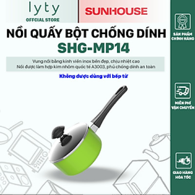 [Hàng Chính Hãng] Nồi Quấy Bột Chống Dính Sunhouse SHG-MP14 Màu Xanh - Kích thước 14 cm, Không dùng được cho bếp từ, truyền nhiệt nhanh, giữ nhiệt tốt