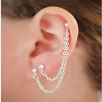 Bông tai xích gấp parabol nhiều điểm đeo thời thượng lạ mắt