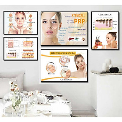 (HCM)Tranh treo tường spa chăm sóc da 2 trang trí decor tiệm thẩm mỹ làm đẹp kèm đinh