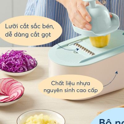Bộ Nạo Cắt Rau Củ Quả Đa Năng YOKO Có Nhiều Lưỡi Thay Thế - Hàng chính hãng Inochi ( Tặng kèm khăn lau PaKaSa) 