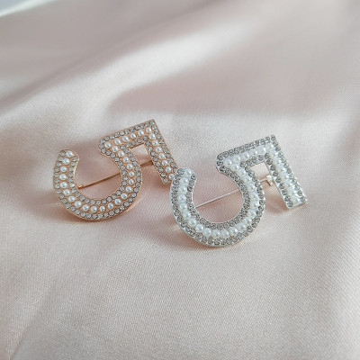 Ghim cài áo nam nữ, trâm cài áo số 5 đính đá cao cấp, brooches unisex