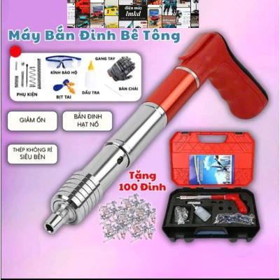 Máy Bắn Đinh Xuyên Bê Tông Sắt Thép – Quà Tặng 100 Đinh & Hộp Phụ Kiện Loại Xịn Siêu Bền