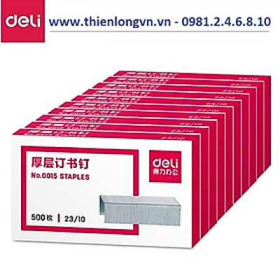 Combo 10 hộp Ghim dập - kim bấm 23/10 Deli - E0015