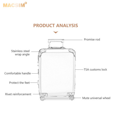 Vali du lịch thời trang cao cấp chất liệu hợp kim nhôm nguyên khối MS1318 Macsim màu ti-gold cỡ 28inches