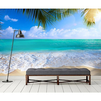 (HCM)Tranh dán tường 3d cảnh biển trang trí phòng khách, phòng ngủ, hành lang tích hợp sẵn keo