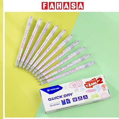 Hộp 12 Bút Gel Quick Dry 0.5 mm - Thiên Long GEL-045/KM - Mực Tím