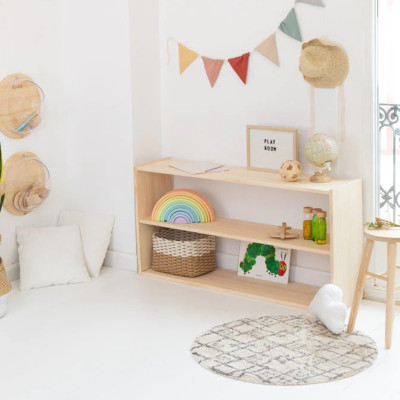 Kệ Để Đồ Chơi, Kệ Sách Đa Năng 2 Tầng Montessori Trang Trí Decor Phòng Cho Bé 