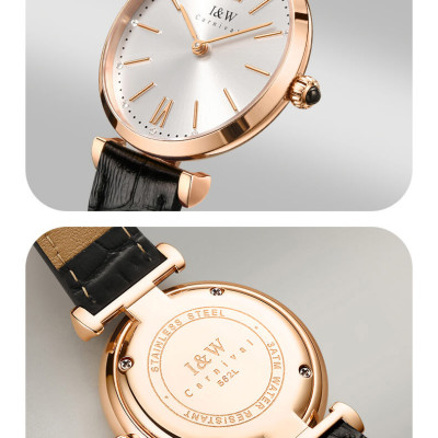 Đồng Hồ Nữ I&W Carnival 562L Chính Hãng BH 24T Chịu Nước 30m Kính Chống Xước Dây Da Cao Cấp ( Máy Quartz)